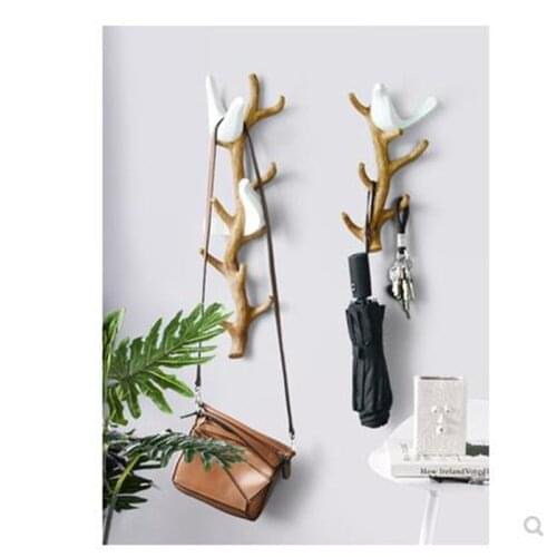 American country wall sticker bird hook, home wall decoration coat hook, key holder, bedroom and living room storage rack
