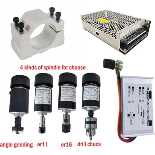 CNC Spindle Motor Kit ER11 ER16 0.2KW cnc spindle motor 200W DC 12-48 52MM Clamp for DIY PCB milling engraving machine Power