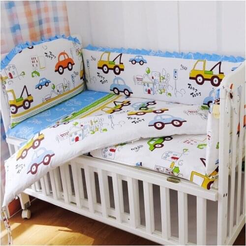 6PCS Cotton Baby Room Decoration Bedding Set,Baby Crib Bed Set Crib Bumpers Baby Sheet cercado bebe (4bumper+sheet+pillow cover)