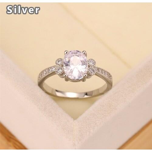 Best selling European and American fashion S925 silver wedding ring zircon lady light purple goose egg crystal jewelry gift