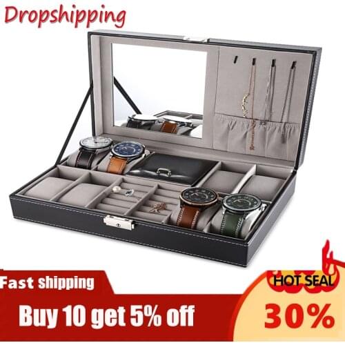 Multifunctional Watch Jewlery dispaly Box PU Leather Watch Earring Ring Necklace Cases Storage Casket Display Holder TOP quality