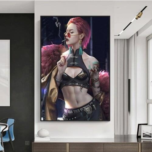 Fashion Girl Wearing Glasses Tattoo Picture Canvas Art Painting Posters and Prints Cuadros Wall Art for Living Room Home Decor