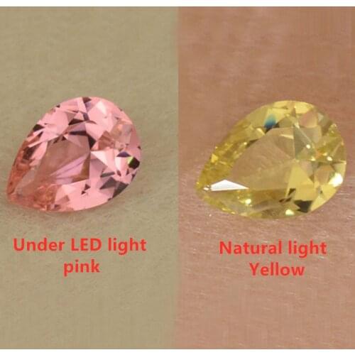 Fashion good quality Drop Pear Shape Cut Alexandrite Stones 204# Yellow pink Nano Discoloration Lab Created Gems For Jewelry Diy