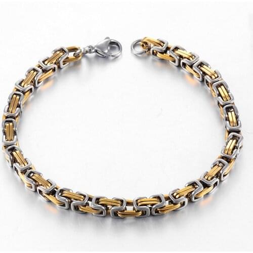 Mens Stainless Steel Byzantine Bracelet Fashion Jewelry Width 5mm/8mm Length 23cm