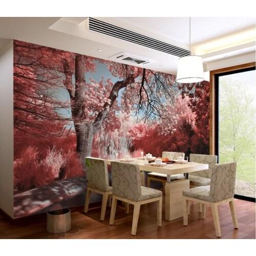 Mural wall papers home decor customize photo wallpaper Pink beautiful forest lake swan living 3d wallpaper