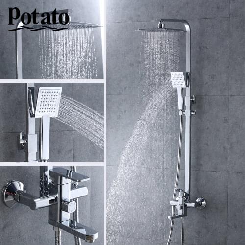 Potato Bathroom Shower Set Hot And Cold Water With Hand Sprayer Wall Mounted Chrome Bathtub Shower System Mixer Tap p3506