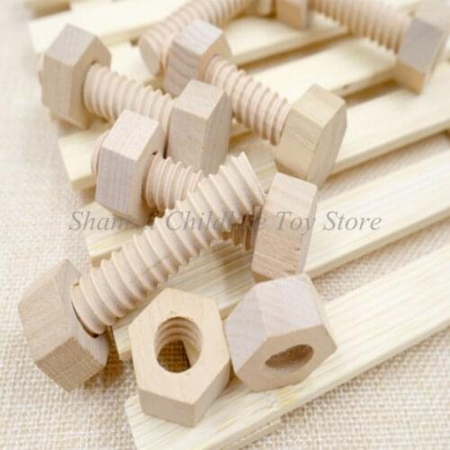 Early Education Educational Screw Nut Assembling Wooden Toy Solid Wood Screw Nut Hands-On Teaching Aid Educational Toy For Child