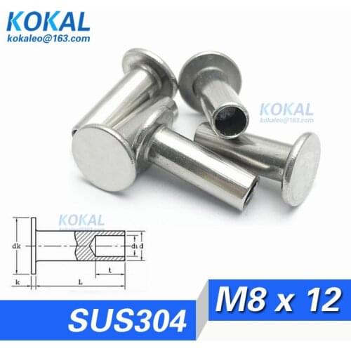 [P304-M8*12]20PCS Free Shipping SUS304 stainless steel Screw Series thin head semitubular rivets M8*12mm rivets