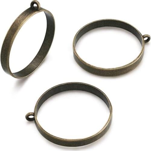 Pandahall 10pcs Alloy Hollow Blank Square/Ring Frame Pendant Vintage Charms For DIY Resin Cabochons Pressed Flower Jewelry