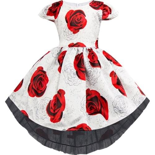 Girls Dress Satin embroidery Elegant party Gown for Wedding Kids Dress for Toddler Girl Princess Dress Girls Tuxedo Long Costume
