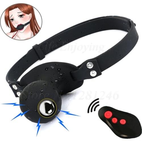 Electric Shock Mouth Plug Built-in Steel Ball Mouth Gag Mouth Stuffed BDSM Slave Restraints Adult Game DeepThroat Expand Sex Toy