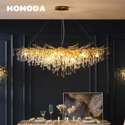 MOMODA Luxury Long Spiral Staircase Chandeliers Modern Duplex Villa Hanging Lamps Creative Loft Apartment Lobby Lights Lightings
