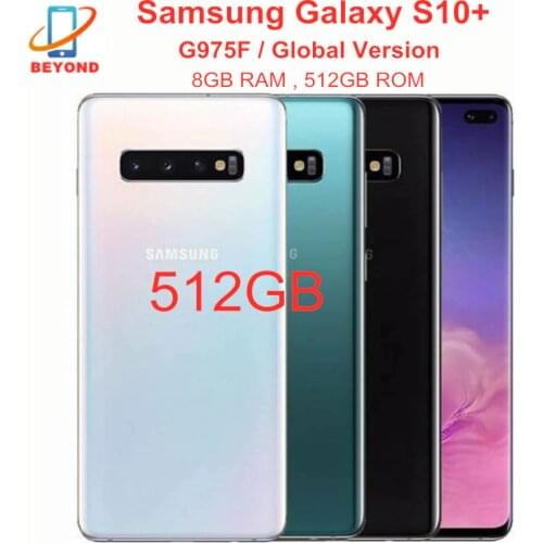 Samsung Galaxy S10+ S10 Plus G975F 512GB ROM 8GB RAM Global Version Octa Core 6.4'' Exynos NFC Mobile Phone