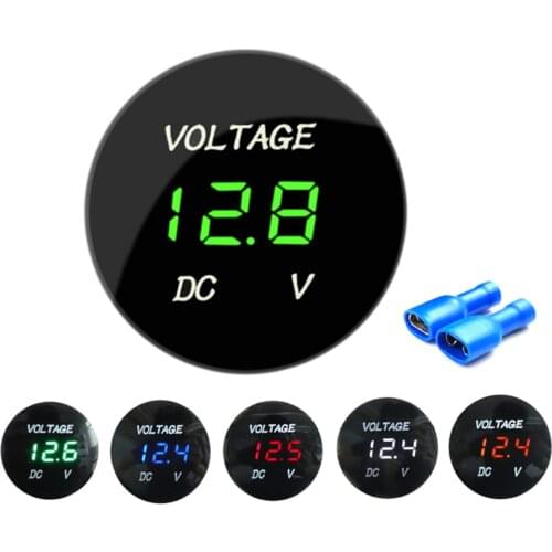 LED Voltage Meter Panel Digital Voltmeter DC 12V 24V Waterproof Modified with Indicator Light for Car Motorcycle Boat ATV