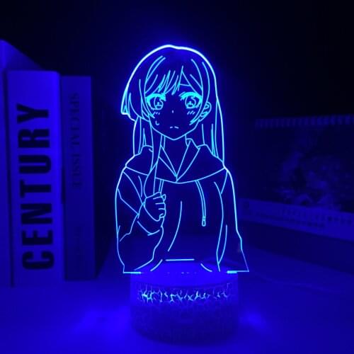 KANOJO MO KANOJO Anime LED White Base Night Light for Birthday Gift Bedroom Decorative Nightlight 3D Table Light Dropshipping