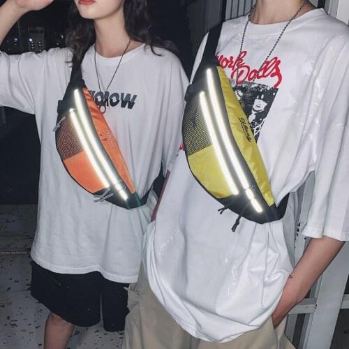 Reflective Women Waist Bag Unisex Travel Sport Fanny Pack Female Belly Phone Pouch Crossbody Chest Bags Ladies Shoulder Bag