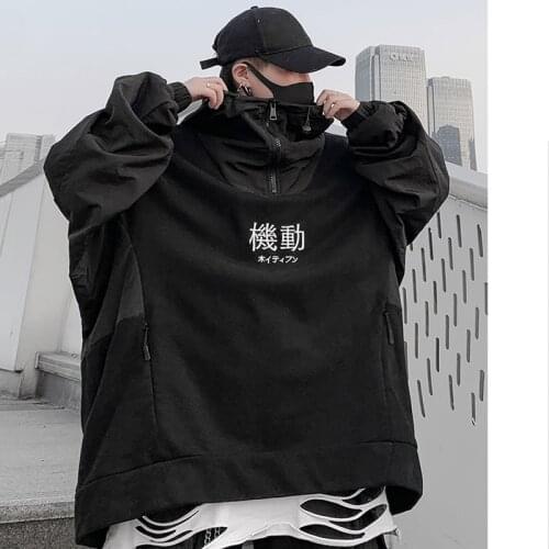 Techwear Harajuku Hoodies Men 2021 Pullover Hip Hop Streetwear Hoodies Sweatshirts Sweatshirt Japanese Streetwear Oversized