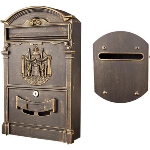 Outdoor Vintage Copper Mailbox European Style Home Villa Wall-Mounted Creativity Rainproof And Box With Lock Newspaper Box