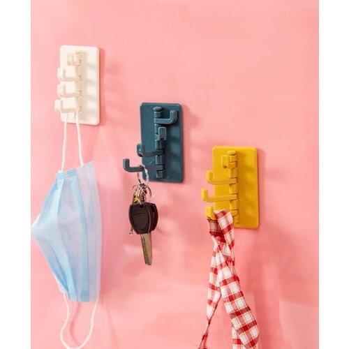 Rotating Adhesive Hook Creative Nordic Adhesive Hook Bathroom Kitchen Wall Hole-Free Hanger key bag clothes hook home organizer