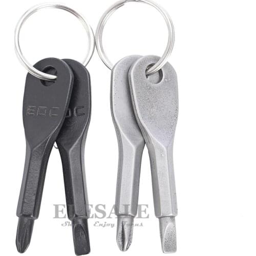 High Quality 1 Set/2pcs Mini EDC Screwdriver Key With Keyring Emergency Kit Tool Portable Slotted Phillips Screwdriver