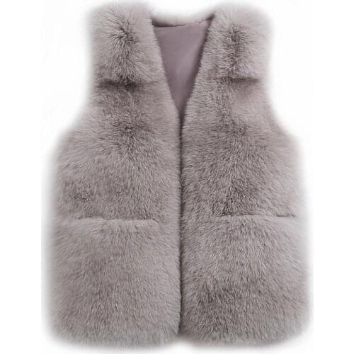 WomenS Autumn Winter Solid Color Imitation Fox Fur Vests Fashion Female Sexy Fake Fur Sleeveless Jackets S/2Xl Waistcoats J3175