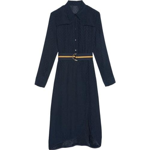 Patads French dress spring summer lace up solid color simple lady medium length skirt r20511e with belt