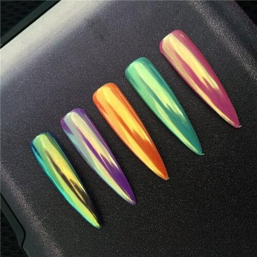 0.2g GOLD Aurora Neon Pigment Powder Chameleon Mermaid Powder Super Mirror Unicorn Chrome Nail Rainbow Dust Nail Art Manicure