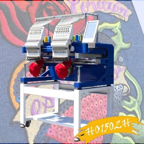 10 Years Service ! Japan Parts Rotary Hook Computer 2 Head Embroidery Machine T-shirt Hat Flat Embroidery High Speed 1200 SPM