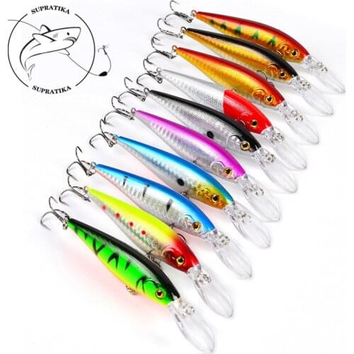 10pcs Artificial Minnow Hard Bait Fishing Lures 115mm/10.5g Trolling Wobbler Crankbait 3D Eyes Plastic Floating Artificial Bait