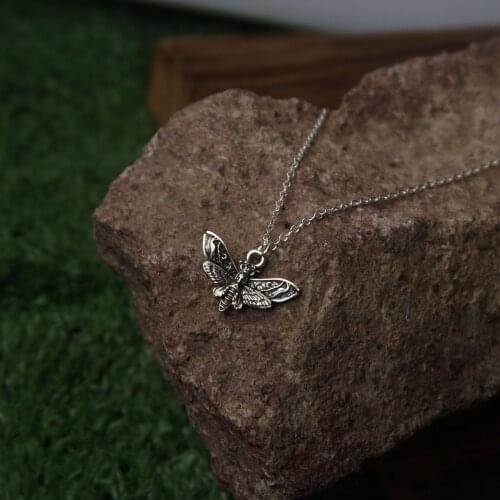 12pcs Mini Death Moth Skull Pendant Necklace Art Gothic