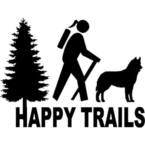 16*12.2cm Hiker Husky Dog Happy Trails Decal Sticker Cute And Interesting Fashion Sticker Decals