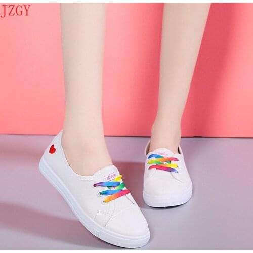 2021 Womens Fashionable Round Toe High Quality Slide in Loafers for Summer Ladies with Casual White Lace-up Sassy Student Shoes