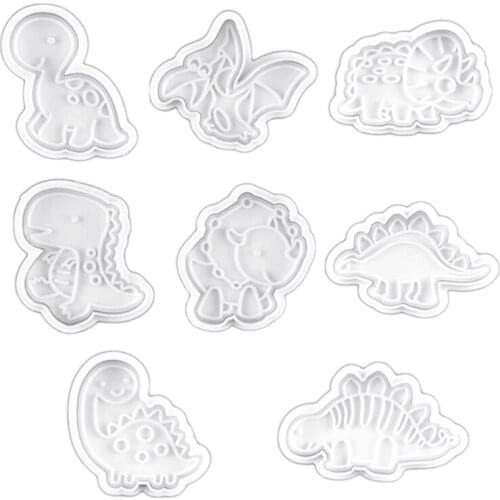 4pcs/set Dinosaur Plastic Biscuit Mold DIY Kitchen Cake Decorating Tools Cookie Cutter Stamp Fondant Embosser