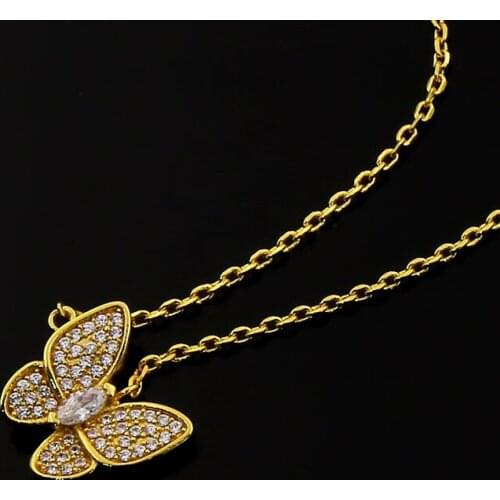 AAA Quality Fashion Micro Pave Premium Zircon Crystals Butterfly Necklace Wedding Luxury Jewelry for Women