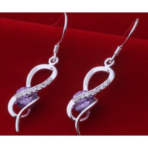 AE594 Hot sterling earrings , fashion jewelry , popular purple stone /crdalika bbfajsma silver color