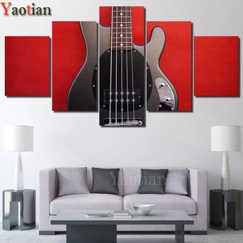 DIY Diamond Painting 5 Pieces Guitar Diamond Mosaic Cross stitch Square/ Round Diamond Rhinestone pictures 5 d home decor