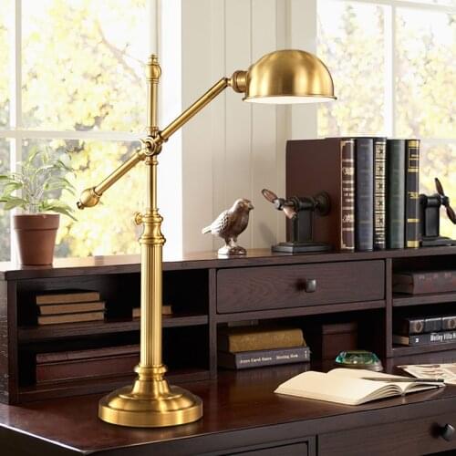 American country retro copper LED table lamp simple atmosphere luxury living room bedroom study bedside lamp creative lamps