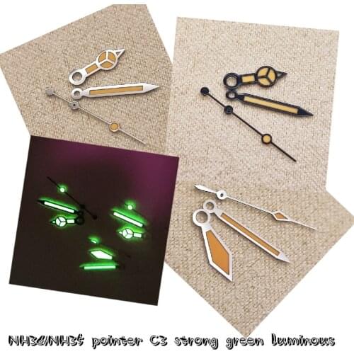 Watch New Retro needle high edition electric white water ghost needle black pointer N35 watch needle strong green