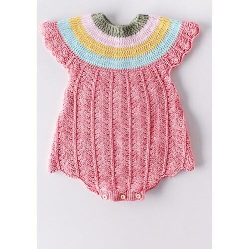 Newborn Baby Romper Rainbow Stripes Girls Baby Clothes Knitted Baby Rompers Sweater Autumn Infant Baby Boy Jumpsuit Overalls