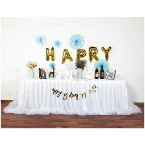 Elegant White Tulle Tutu Table Skirt Wedding Birthday Baby Shower Party Decor Tableware Tablecloth Two Layer Ice Silk Fabric