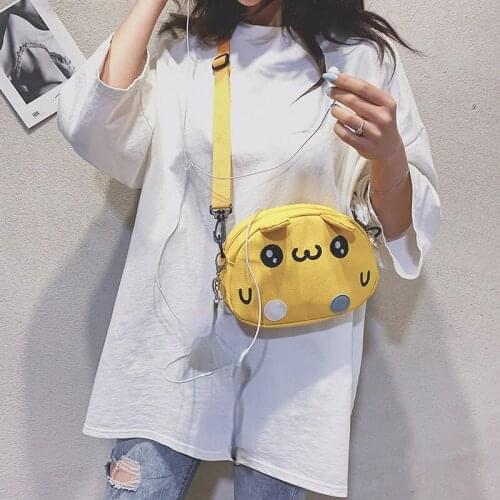 Canvas handbags cartoon pattern literary list shoulder messenger bag fashion cute one-shoulder coin purse