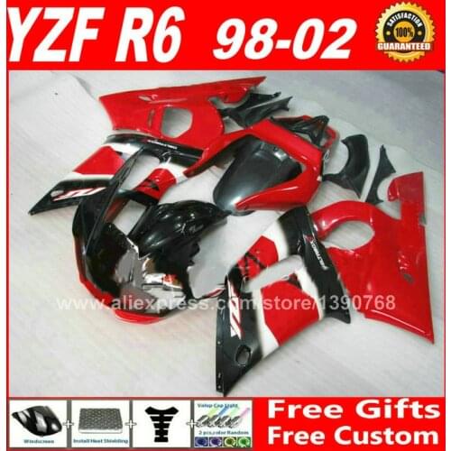 OEM red black Fairings set for YAMAHA R6 1998 - 2002 YZFR6 ABS parts kit yzf-r6 98-02 fairing kits YZF 600 1999 2000 2001