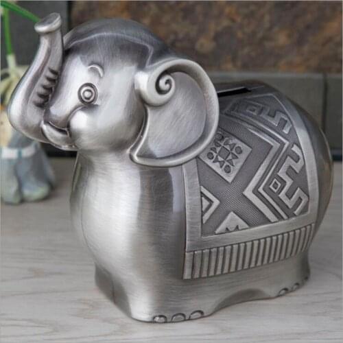 Creative cartoon Elephant metal cash box metal money box coin bank storage box for save money CXG007