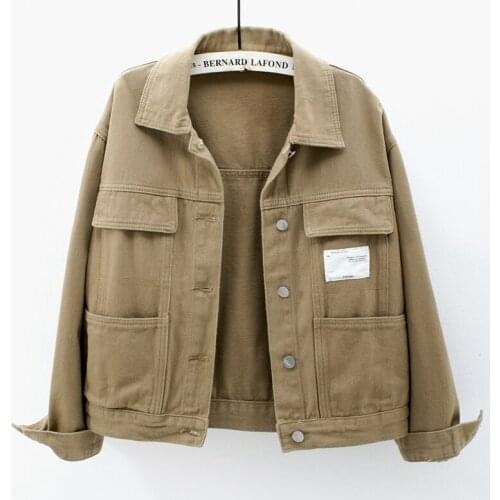 White Blue Black Denim Jacket Coat Women Korean Big Pocket Long Sleeve Outerwear Autumn Fashion Loose Short Jeans Jackets Female