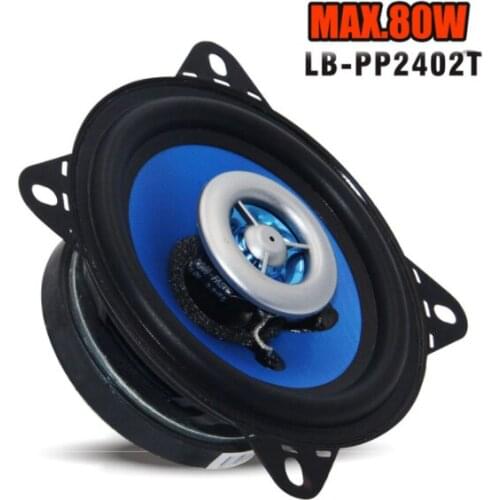 KYYSLB LB-PP2402T 4-Inch Car Coaxial Speaker High-Bass Car Audio Speaker PP Rubber Edge 80W 12V