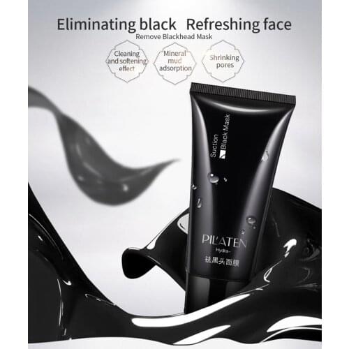 60g Pilaten Black Facial Mask Blackhead Bamboo Charcoal Face Deep Cleansing Black Mud Mask Remover Blackhead Skin Care Tools