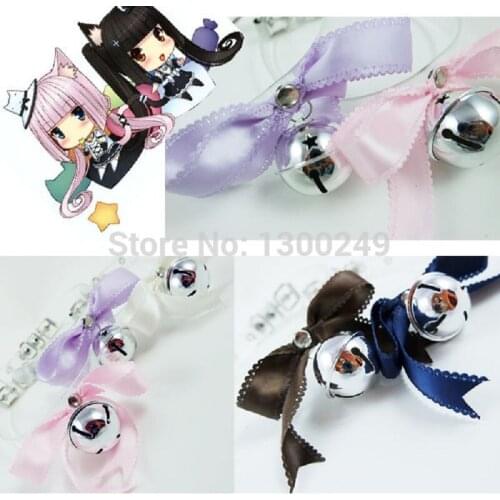 Fashion Harajuku Handmade Clear Bow Collar belt Stud Small bell Punk Rock Choker Necklace Goth torques free shipping