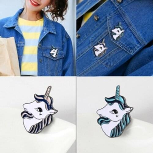 Cartoon Unicorn Pins And Brooches Couple Horse Enamel Pin Badges Accessories Buckle Pin For Coat Shirt Bag Collar Animal Jewelry