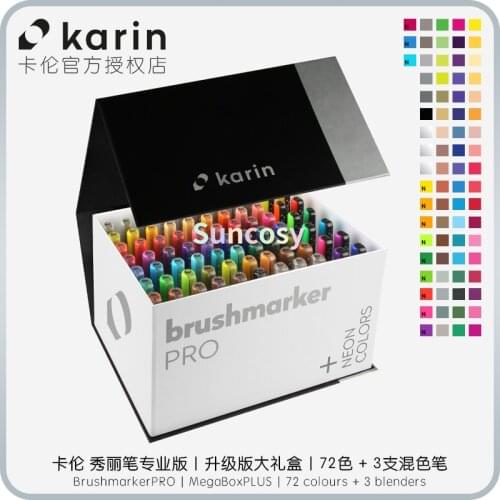 KARIN Brushmarker PRO Mega Box PLUS 72 Color Set of Markers + 3 Blenders
