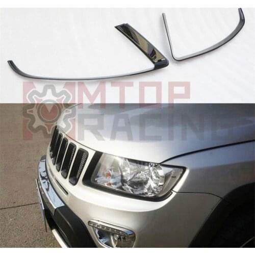Black Front Lamp Eyebrow Headlight Eyelid Cover Trim For Jeep Compass 2011 2012 2013 2014 2015 2016